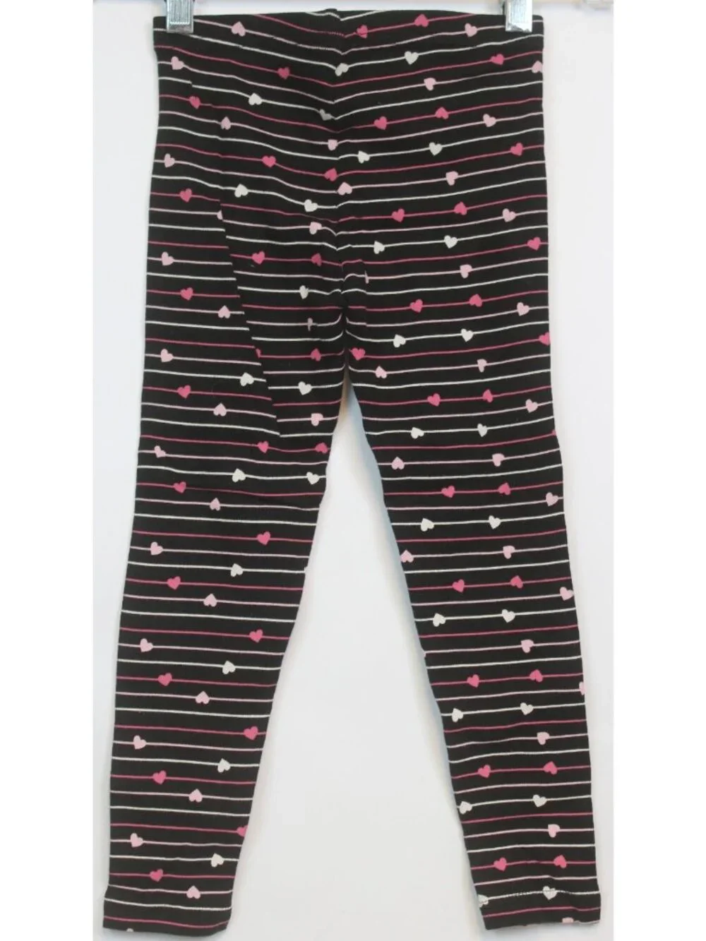 2007 Gymboree Tres Chic Black Heart Print Leggings sz 5 Cotton Stretch Pants